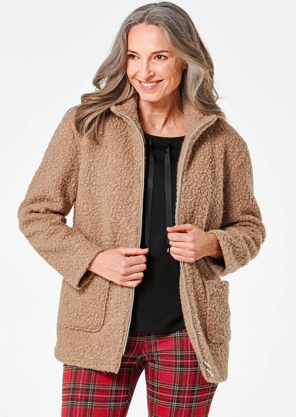 Veste teddy avec col montant