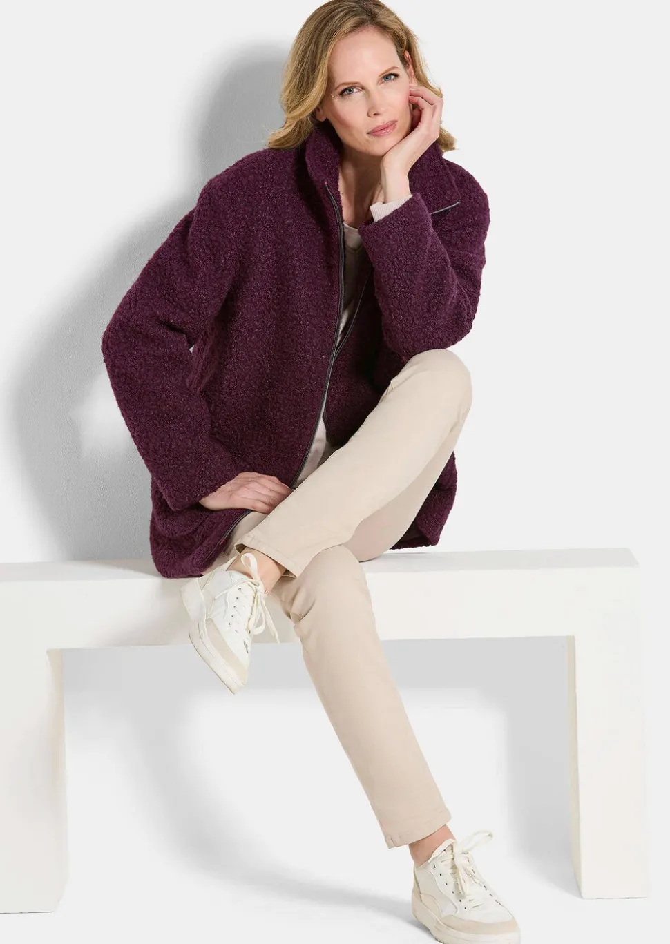 Veste teddy avec col montant